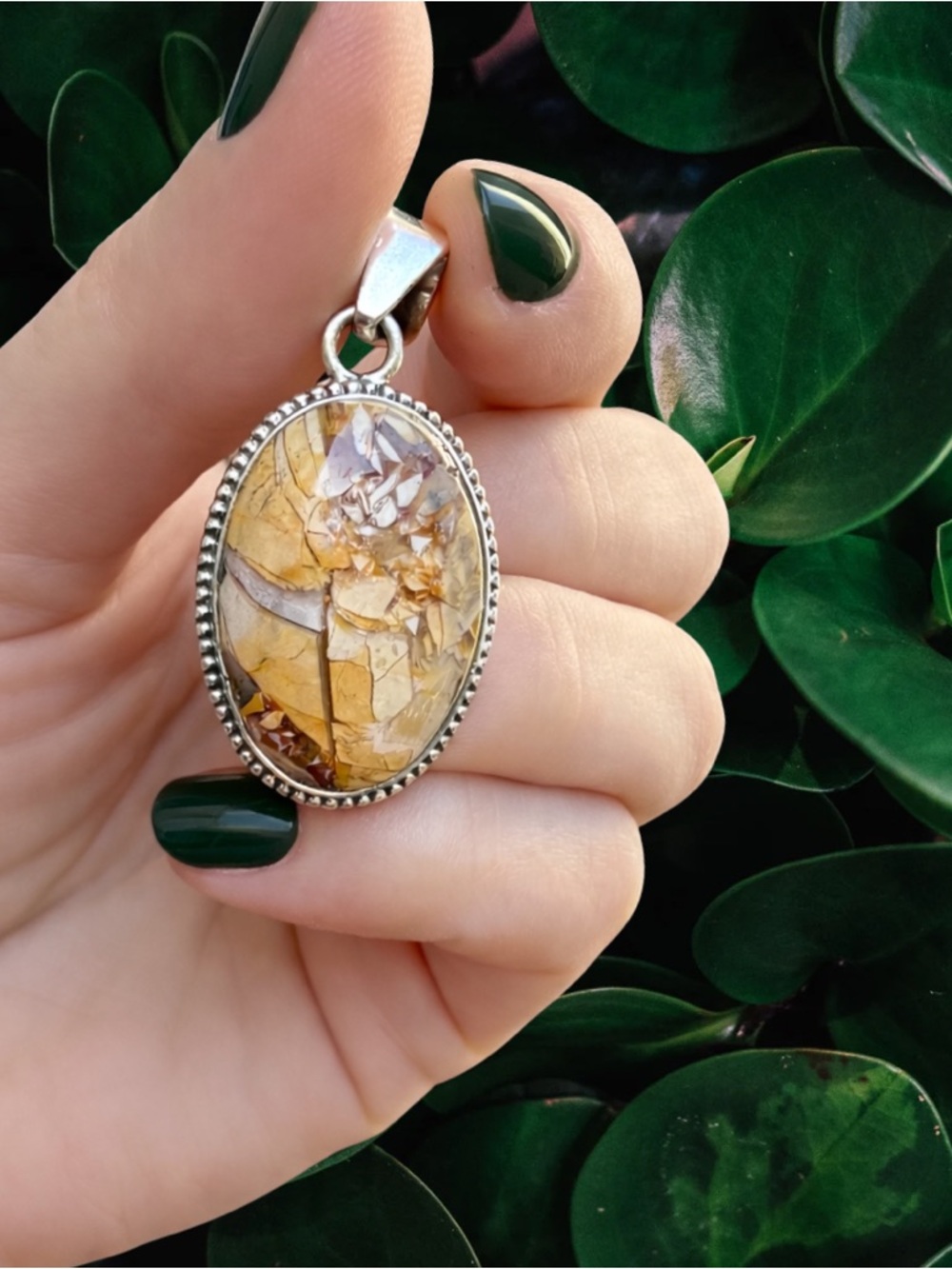 Mookaite Jasper Pendant | Bohemian Brown 925 Sterling Silver | New